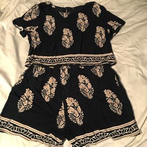 Two piece Matching  Shorts and Crop Top Outfit